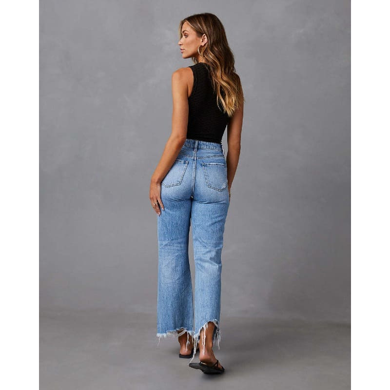 Calça Jeans Rasgada Feminina Design Atemporal