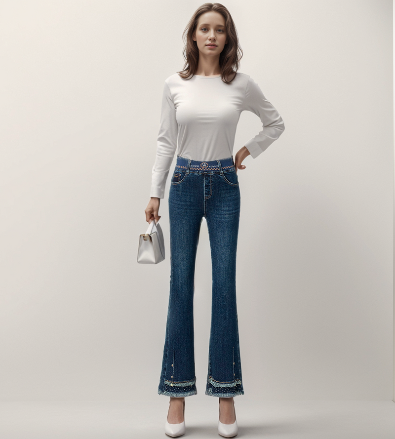 Calça Jeans Feminina Com Tecido Elástico