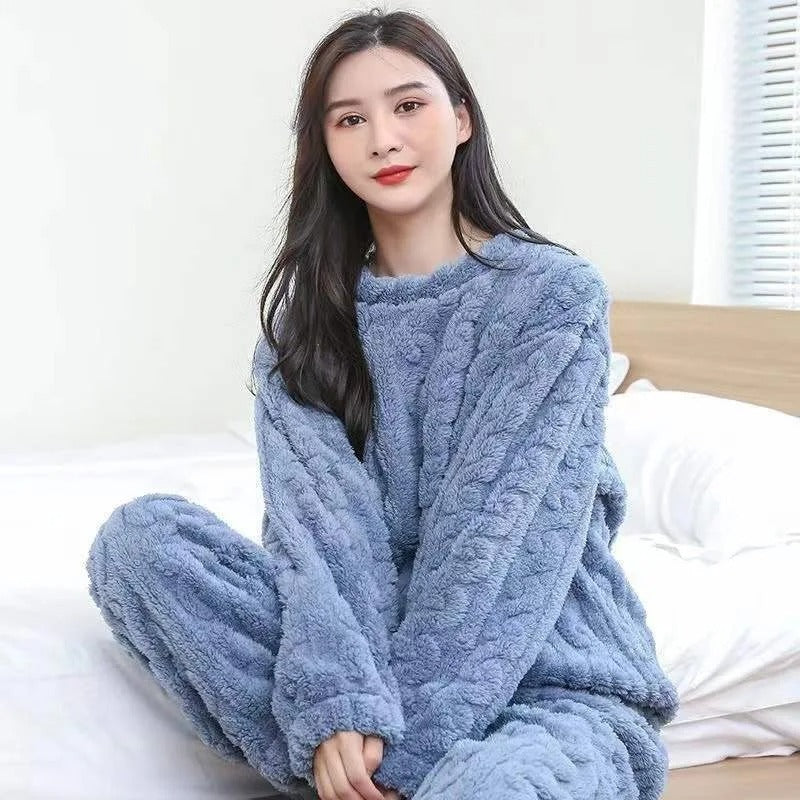 Conjunto Pijama Feminino Aveludado Para o Frio