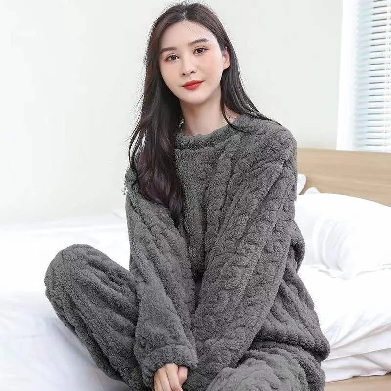 Conjunto Pijama Feminino Aveludado Para o Frio