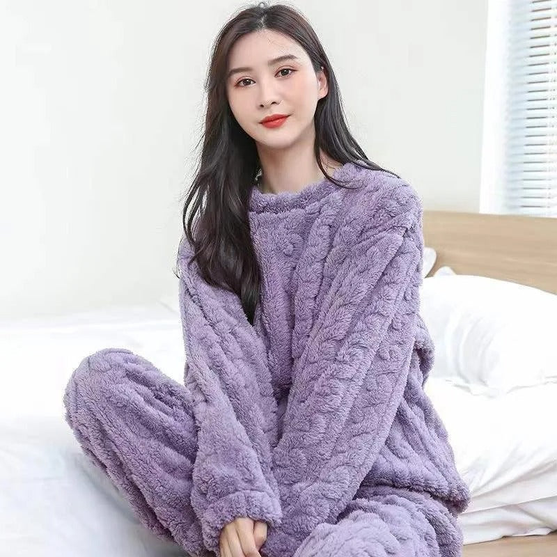 Conjunto Pijama Feminino Aveludado Para o Frio