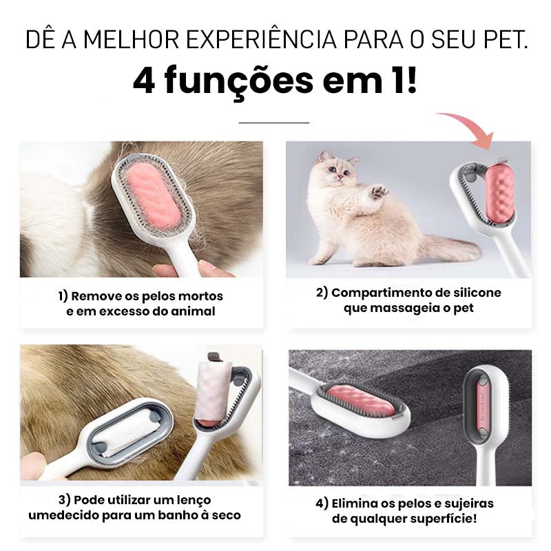 Escova Pet Gravity™ Multifuncional 4 em 1 Removedora de Pelos | Para Cachorro e Gato